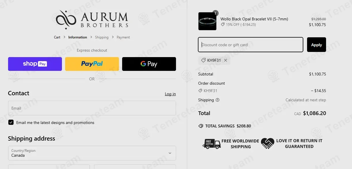 Aurum Brothers coupon code: 10% off with KH9F31. Tested and valid as 1 year ago.
