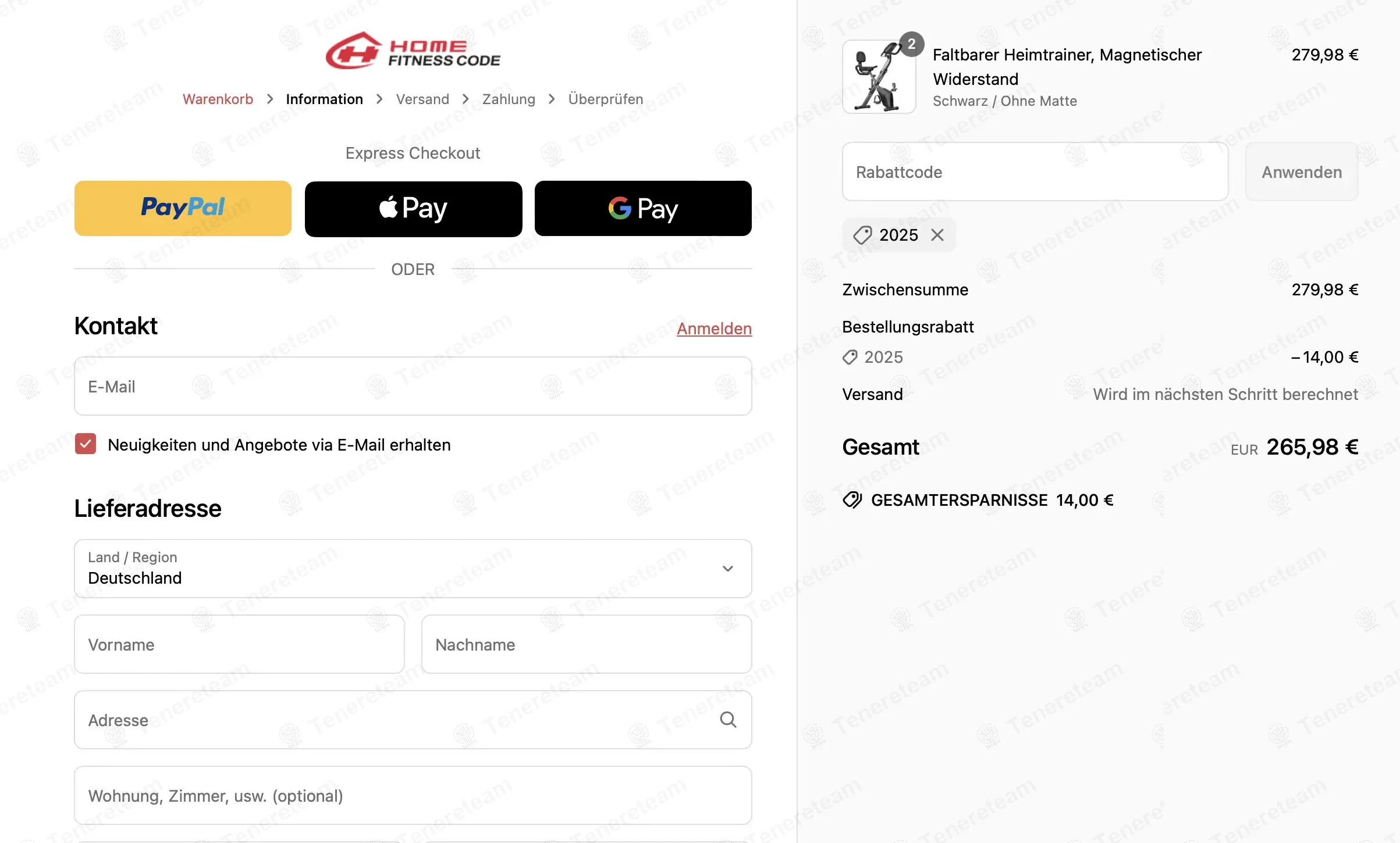Homefitnesscode DE coupon code: 5% off with 2025. Tested and valid as 11 months ago.