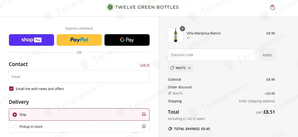 Twelve Green Bottles Wine UK coupon code: 5% off with WAIT5. Tested and valid as 1 year ago.