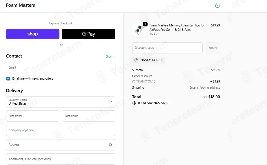 Foam Masters coupon code: 10% off with THANKYOU10. Tested and valid as 1 month ago.