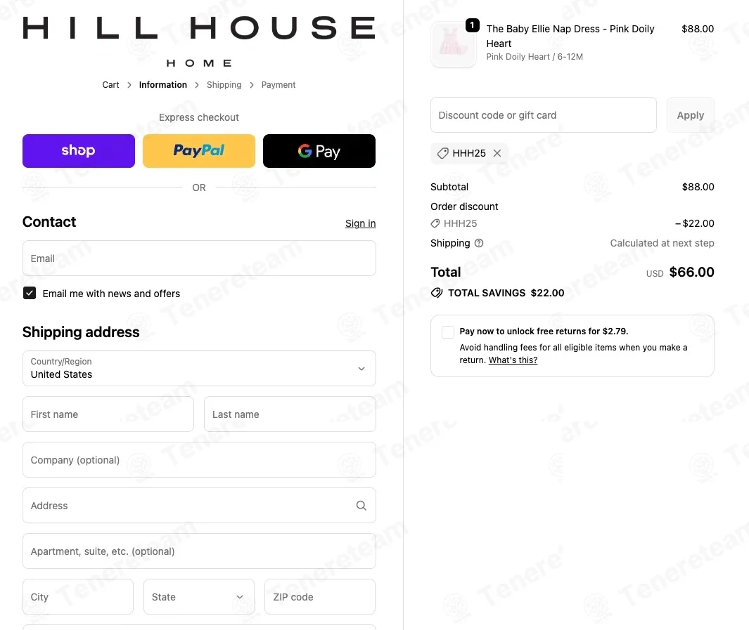 Hill House Home coupon code: 25% off with HHH25. Tested and valid as 1 week ago.