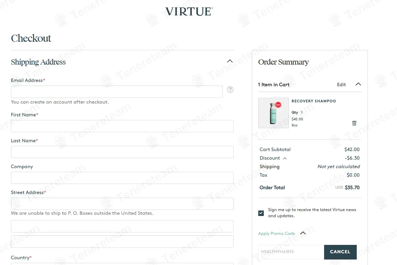 Virtue Labs coupon code: 15% off with HEALTHYHAIR15. Tested and valid as 1 year ago.