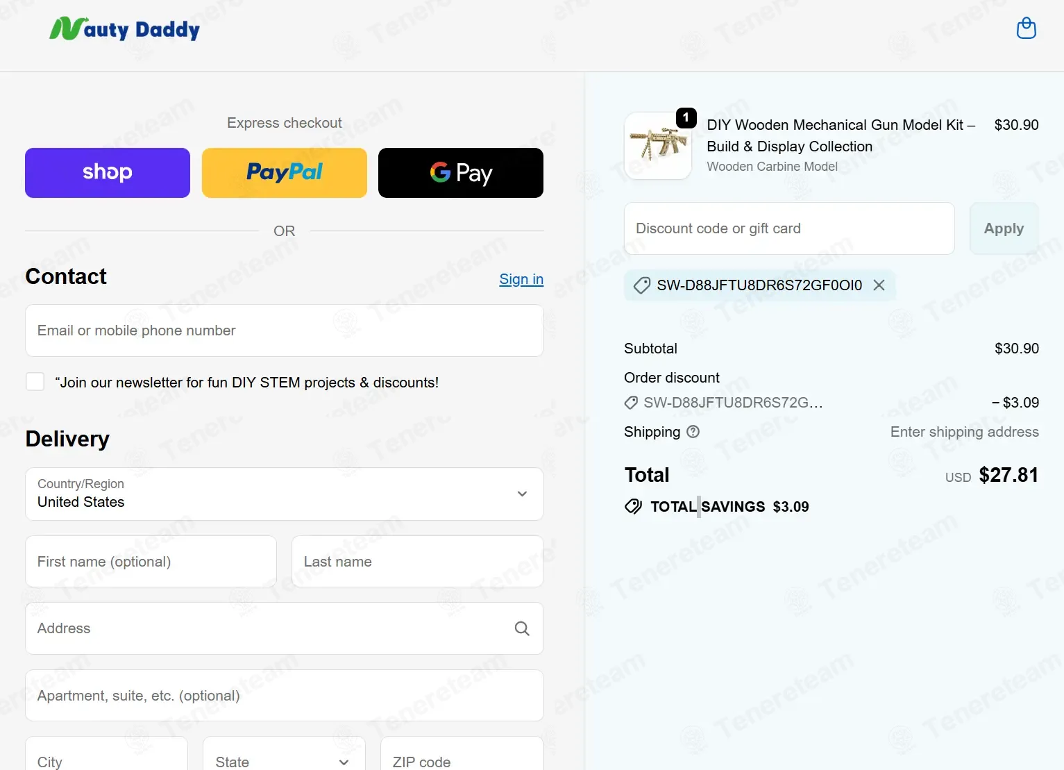 Nauty Daddy Toy coupon code: 10% off with SW-D88JFTU8DR6S72GF0OI0. Tested and valid as 2 months ago.