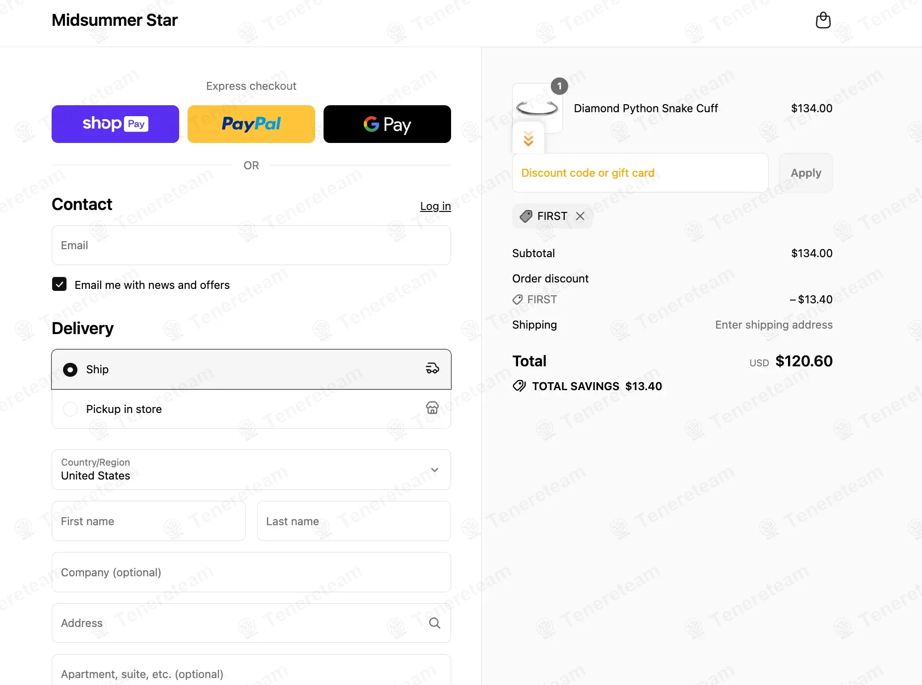 Midsummer Star coupon code: 10% off with FIRST. Tested and valid as 8 months ago.