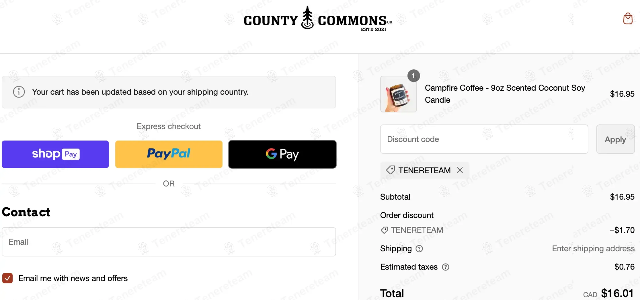 County Commons Co. coupon code: 10% off with TENERETEAM. Tested and valid as 1 year ago.