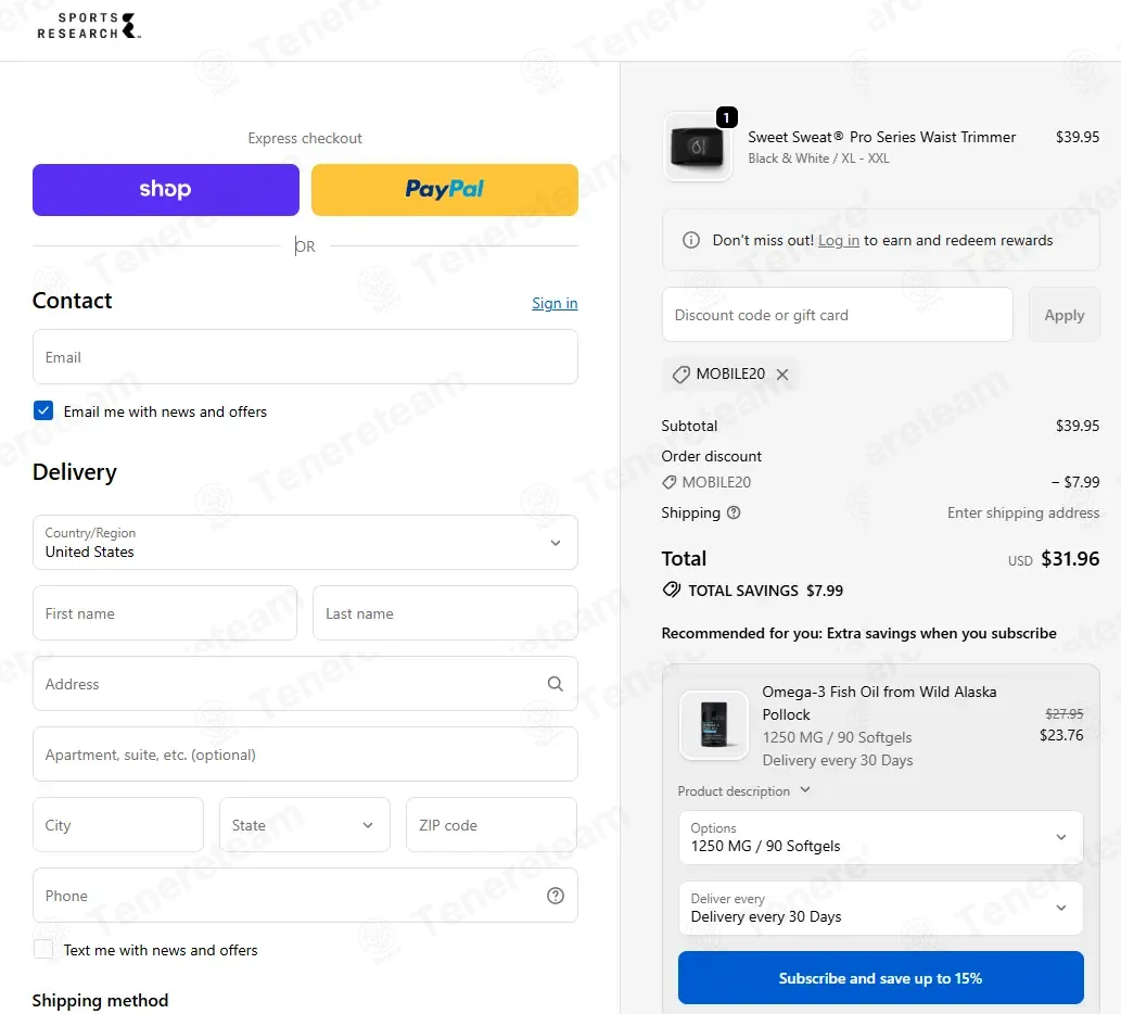 Sweet Sweat Us coupon code: 20% off with MOBILE20. Tested and valid as 3 months ago.