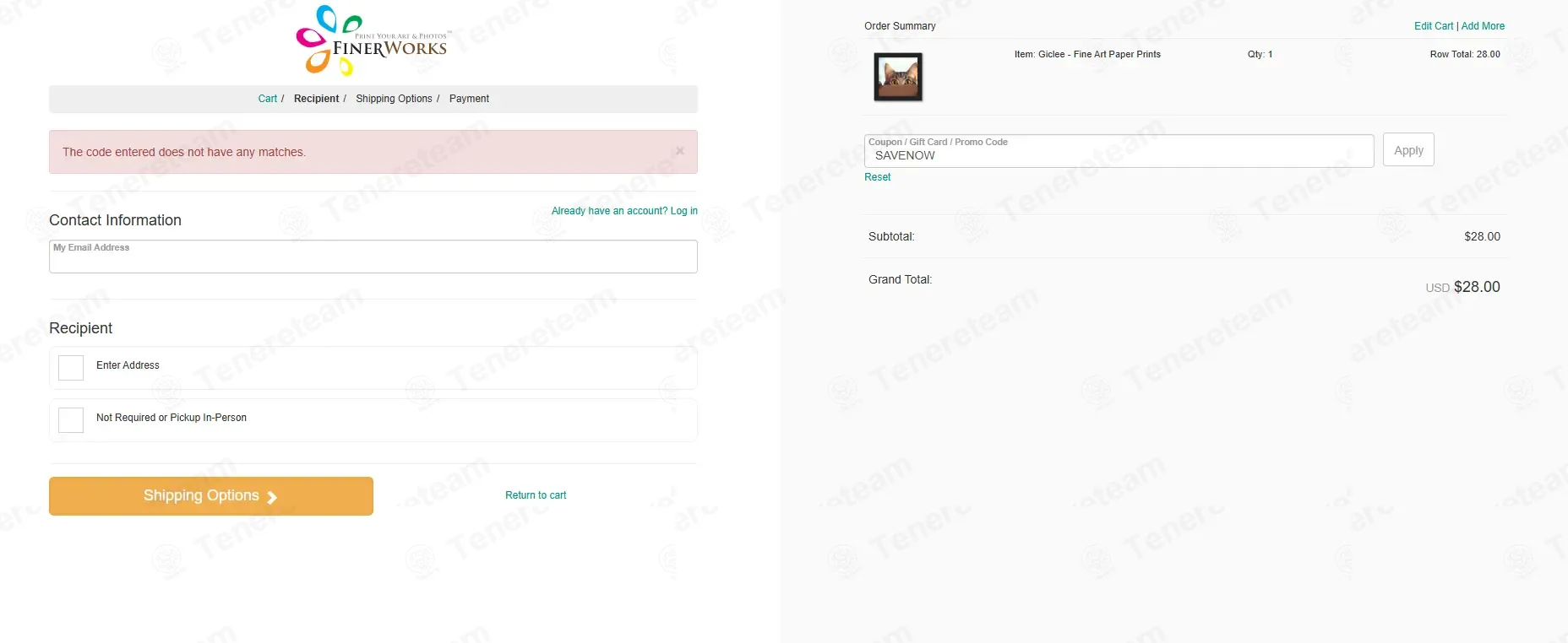 Finerworks coupon code: 20% off with SAVENOW. Tested and valid as 3 months ago.