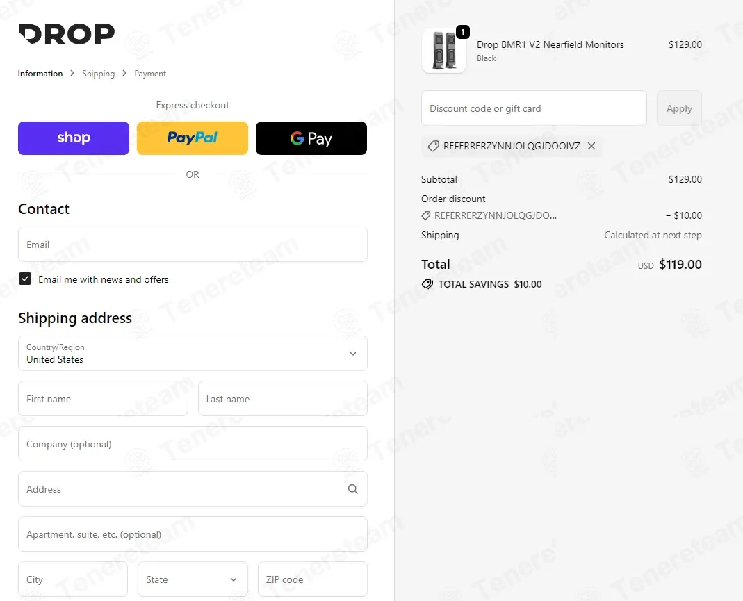 Drop coupon code: $10 off with REFERRERZYNNJOLQGJDOOIVZ. Tested and valid as 2 months ago.