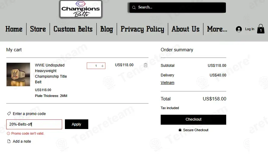 Champions Belts coupon code: 20% off with 20%-Belts-off. Tested and valid as 1 month ago.