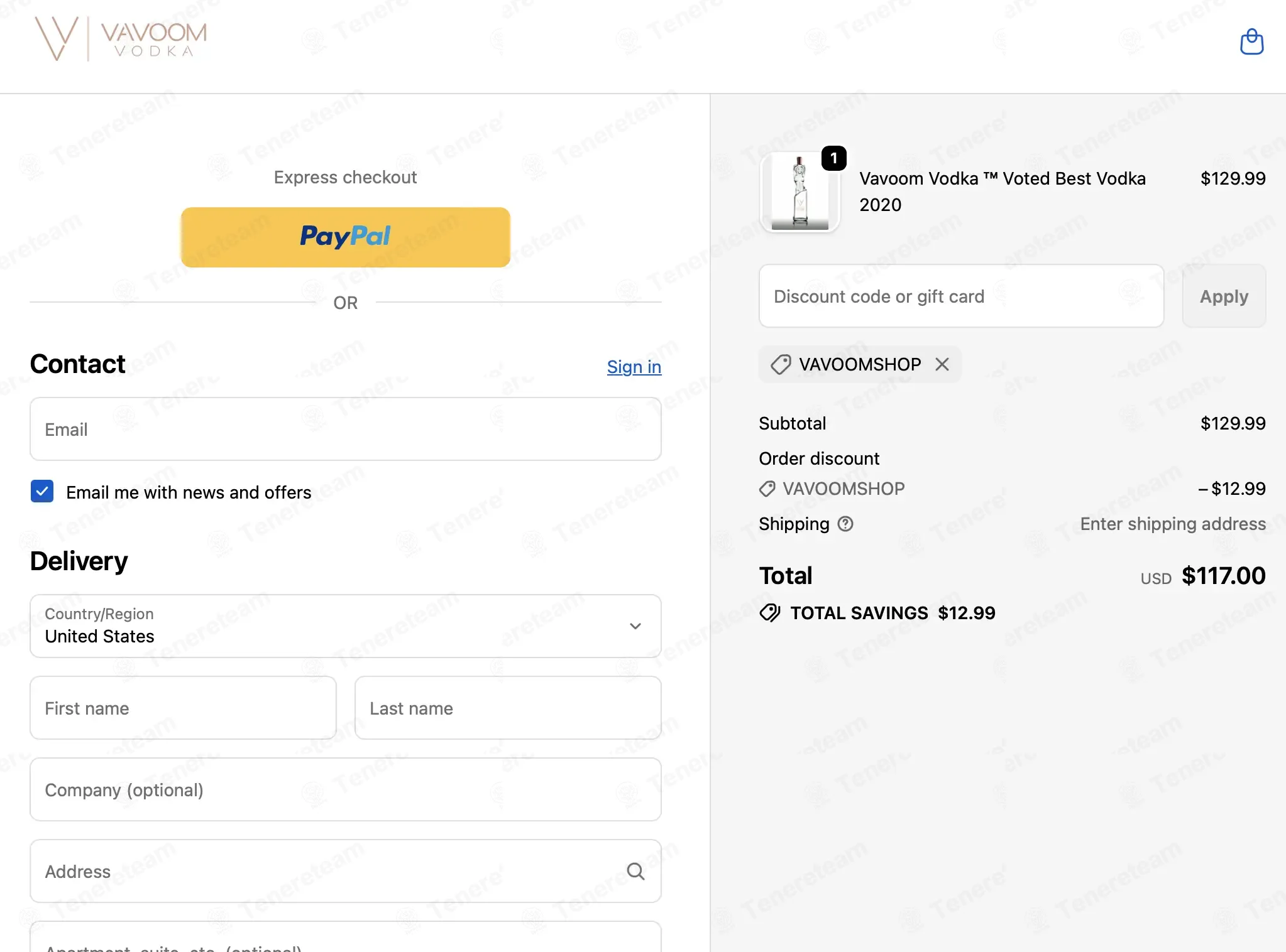 Vavoom Vodka coupon code: 10% off with VAVOOMSHOP. Tested and valid as 2 months ago.