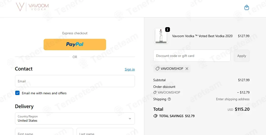 Vavoom Vodka coupon code: 10% off with VAVOOMSHOP. Tested and valid as 2 months ago.