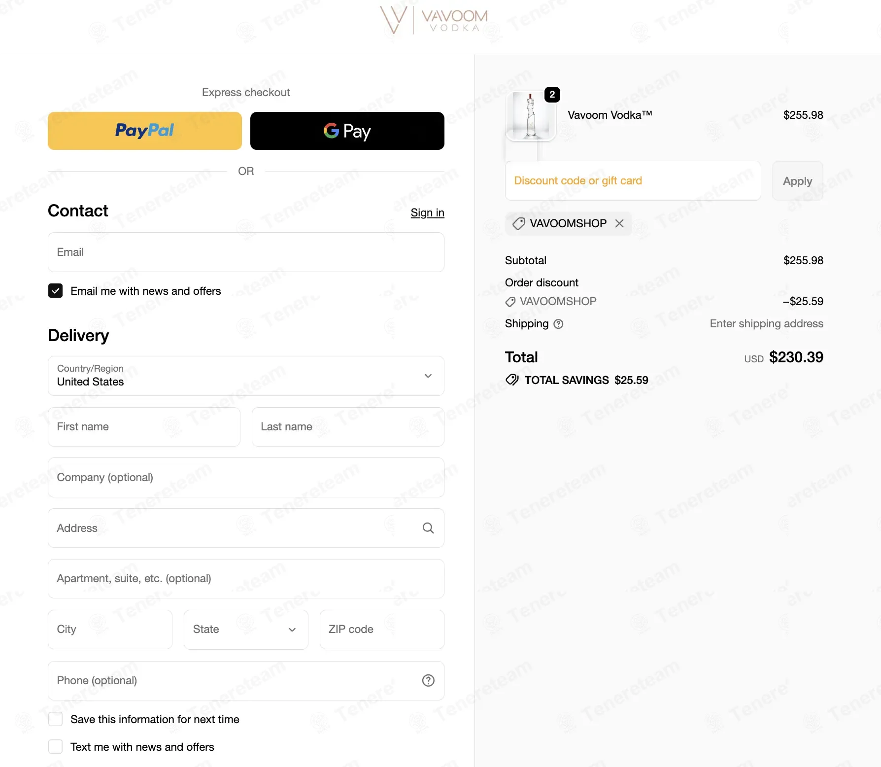 Vavoom Vodka coupon code: 10% off with VAVOOMSHOP. Tested and valid as 2 months ago.