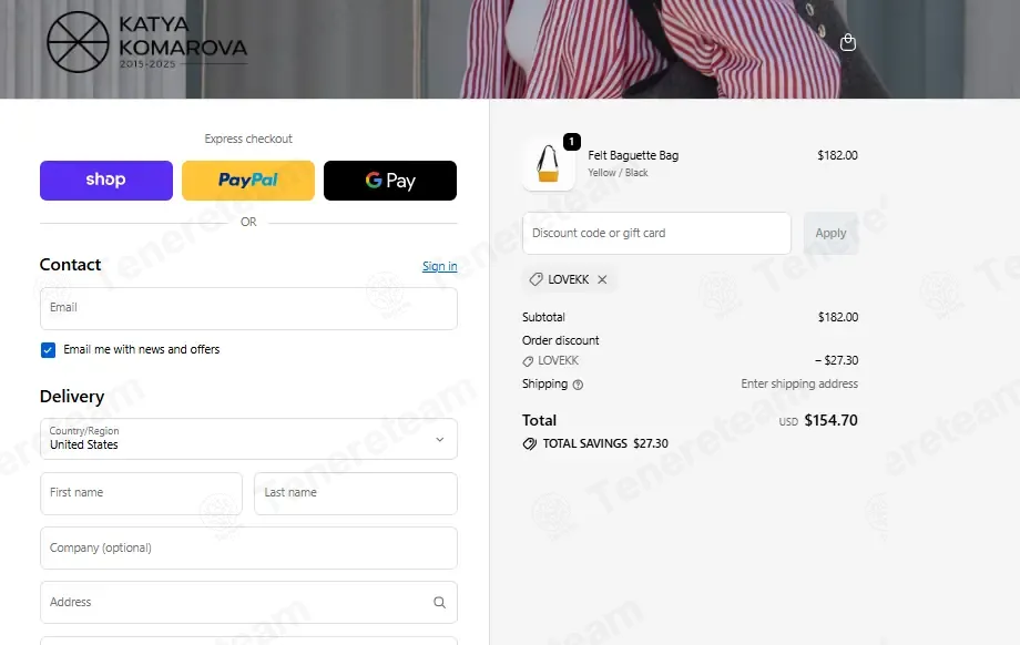 Katya Komarova coupon code: 15% off with LOVEKK. Tested and valid as 5 days ago.