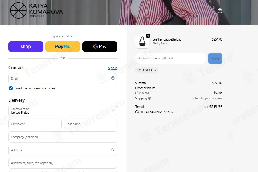 Katya Komarova coupon code: 15% off with LOVEKK. Tested and valid as 5 days ago.