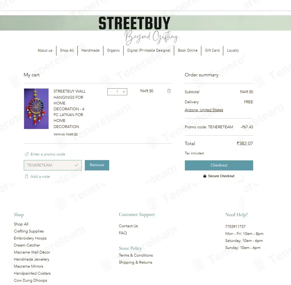 Street Buy IN coupon code: 15% off with TENERETEAM. Tested and valid as 8 months ago.