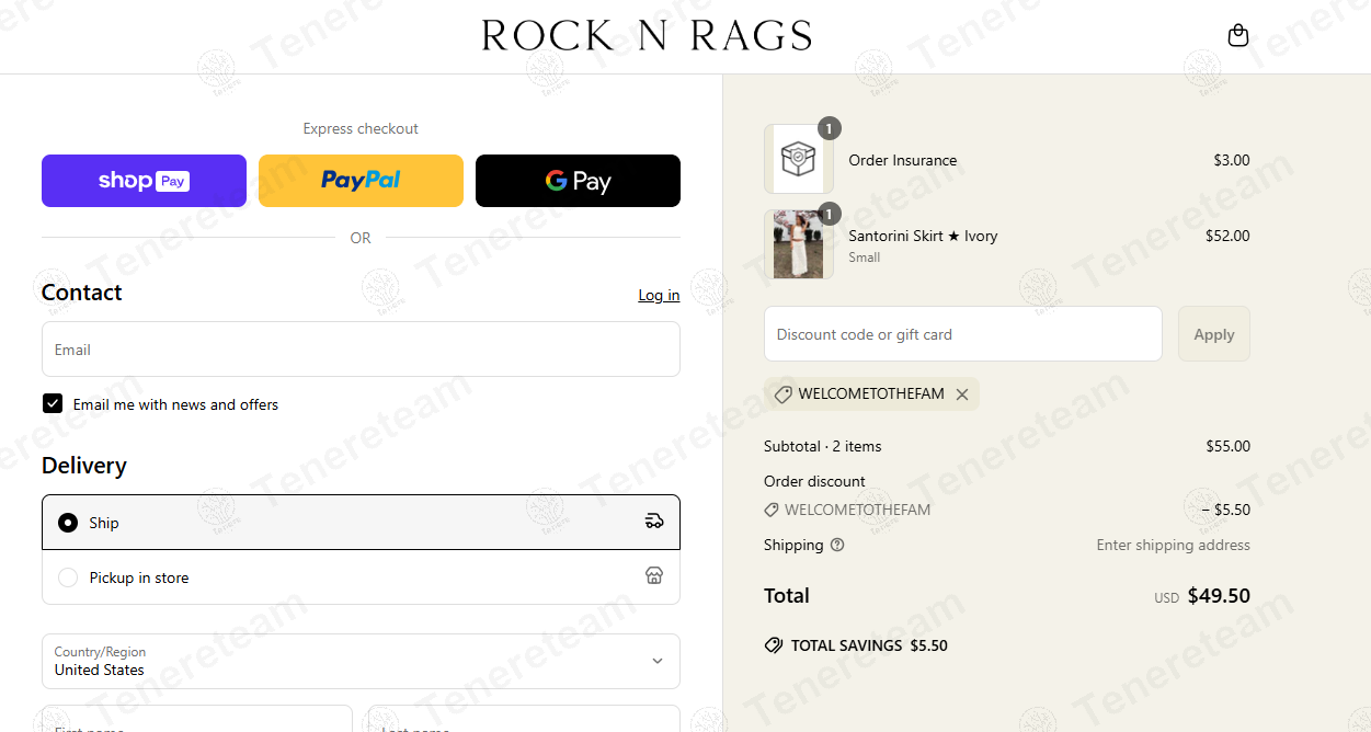 Rock N Rags coupon code: 10% off with WELCOMETOTHEFAM. Tested and valid as 1 year ago.