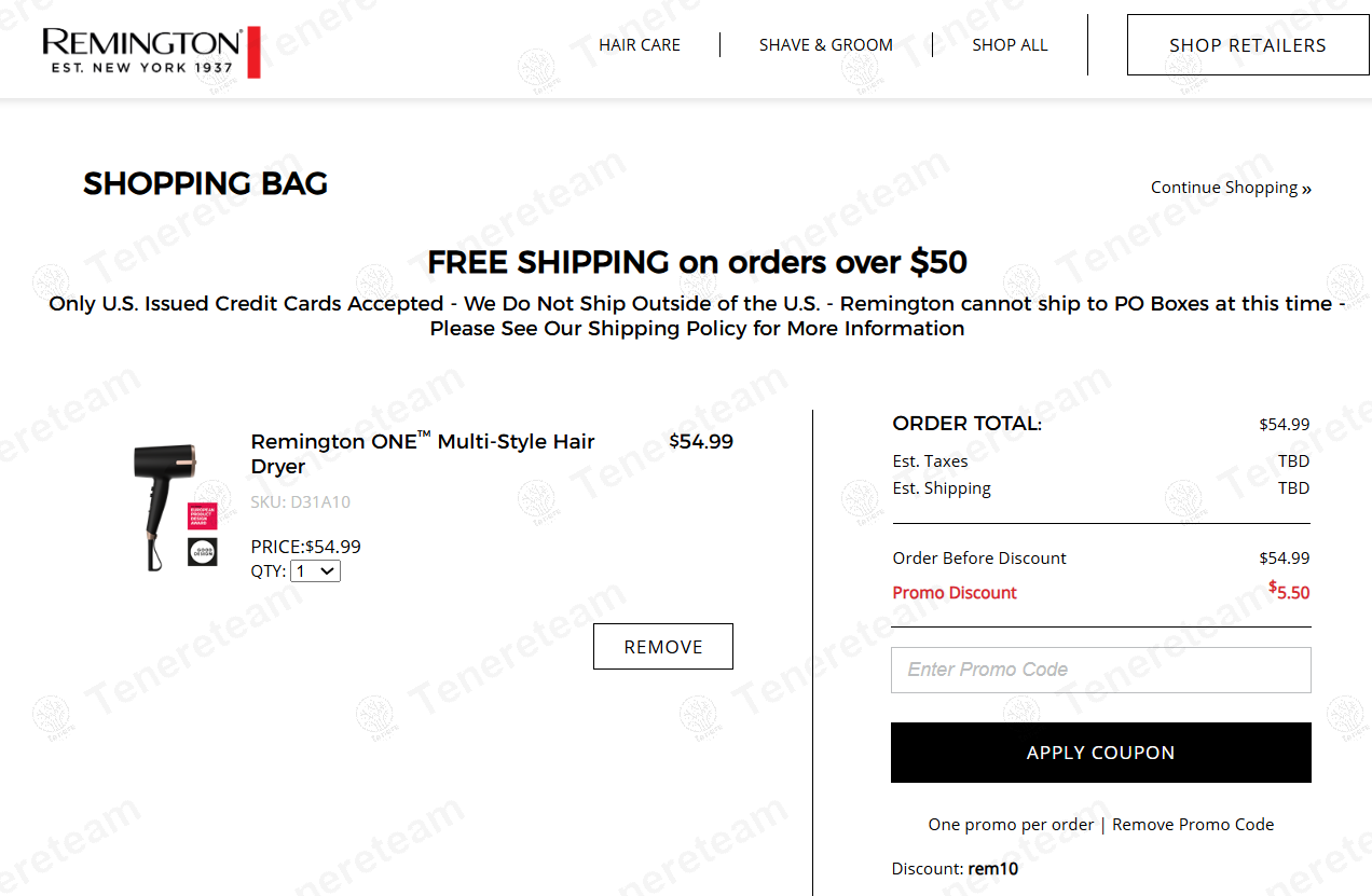 Remington Products coupon code: 10% off with REM10. Tested and valid as 1 year ago.
