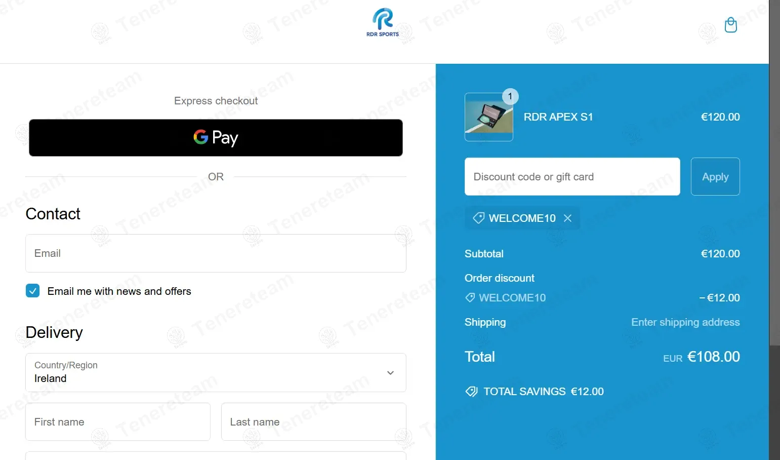 RDR Sports coupon code: 10% off with WELCOME10. Tested and valid as 1 year ago.
