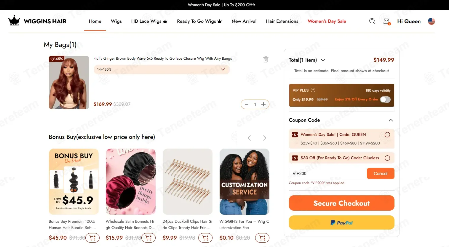 Wiggins Hair coupon code: $20 off with VIP200. Tested and valid as 1 month ago.