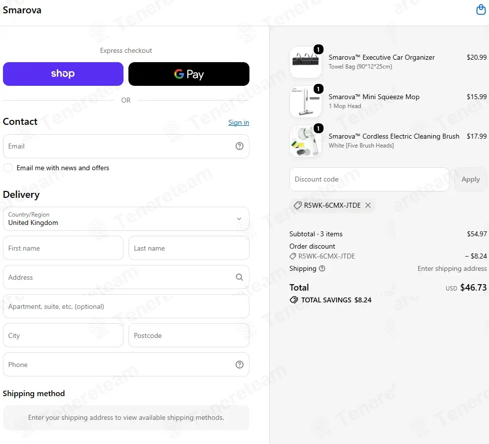Smarova apply coupon code