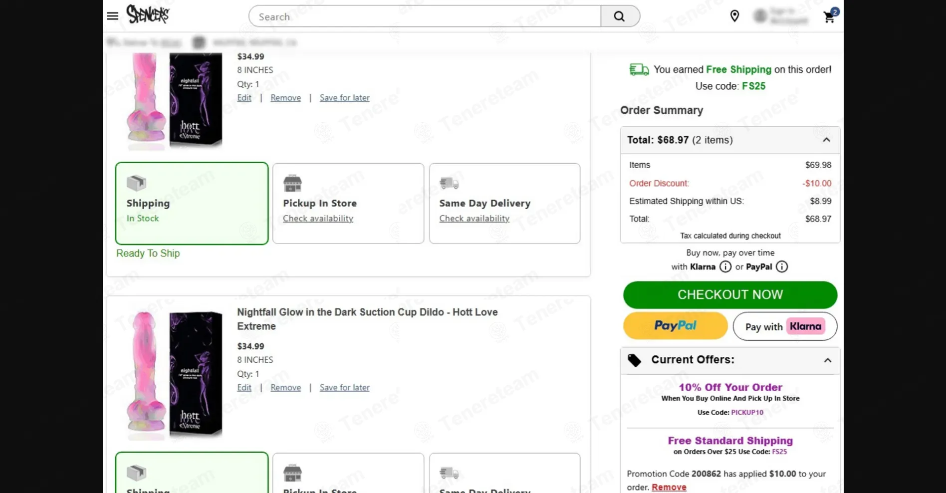 Spencers coupon code: Sale off with 200862. Tested and valid as 2 weeks ago.