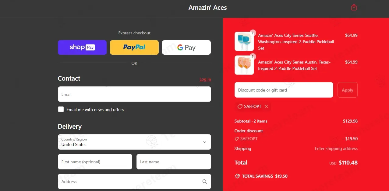 Amazin Aces coupon code: 15% off with SAFEOPT. Tested and valid as 1 year ago.