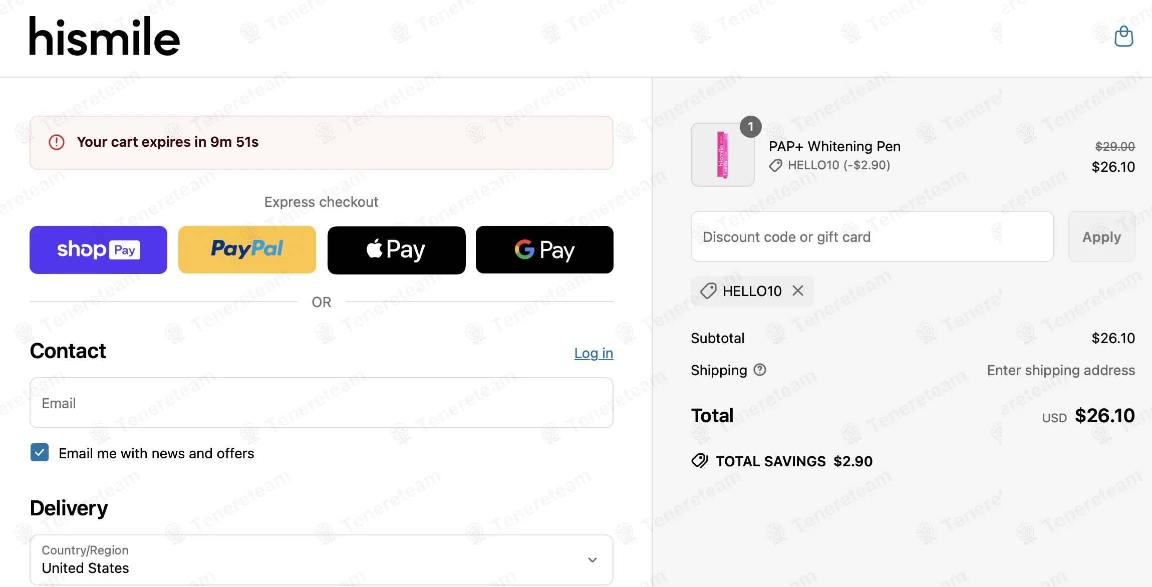 Hismile Canada coupon code: 10% off with hello10. Tested and valid as 8 months ago.