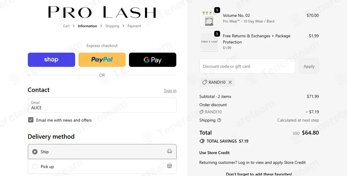 Pro Lash coupon code: 10% off with RANDI10. Tested and valid as 3 months ago.