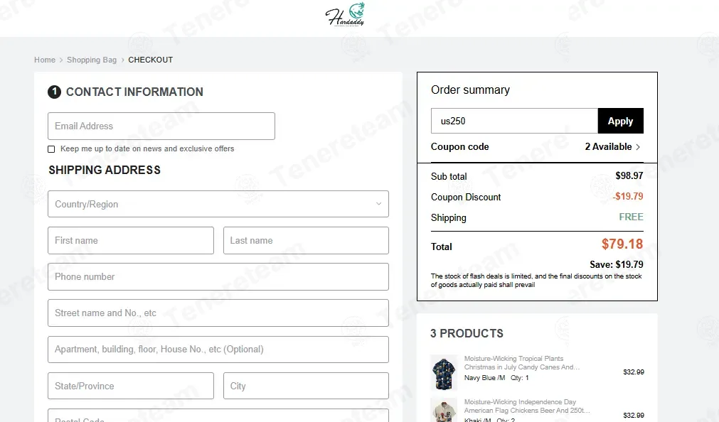 Hardaddy coupon code: 20% off with us250. Tested and valid as 2 months ago.