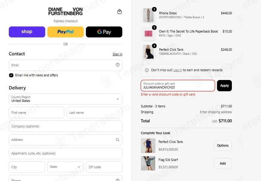 Diane Von Furstenberg UK coupon code: 20% off with JULIAKANANOVICH20. Tested and valid as 5 days ago.