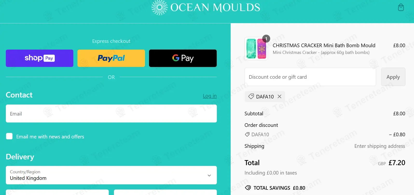 Ocean Moulds coupon code: 10% off with DAFA10. Tested and valid as 2 months ago.