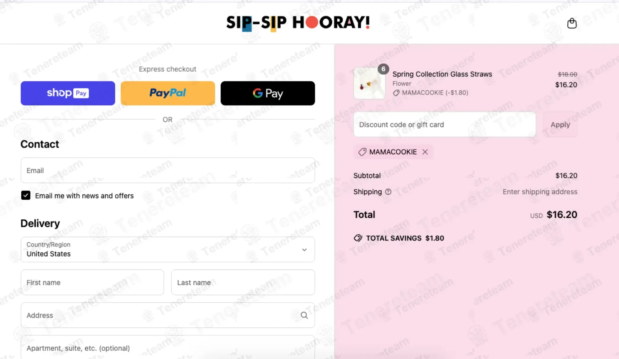 Sip Sip Hooray coupon code: 10% off with MAMACOOKIE. Tested and valid as 5 months ago.