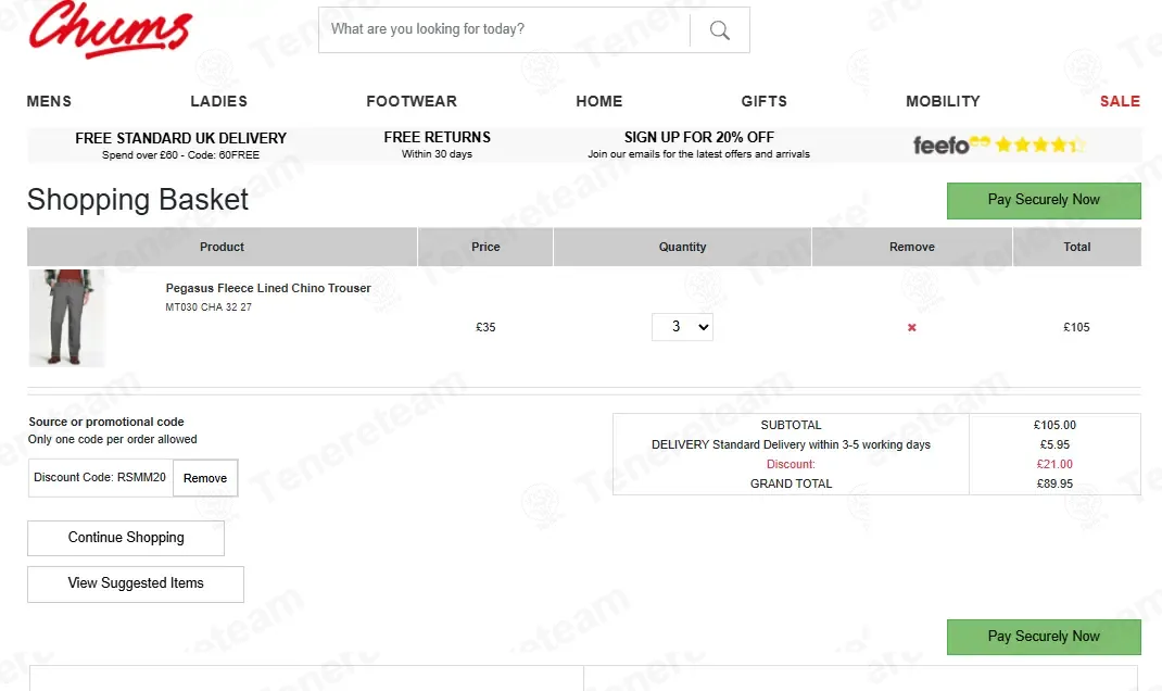 Chums UK coupon code: 20% off with RSMM20. Tested and valid as 1 month ago.