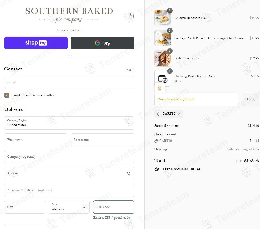 Southern Baked Pie coupon code: 10% off with CART10. Tested and valid as 10 months ago.