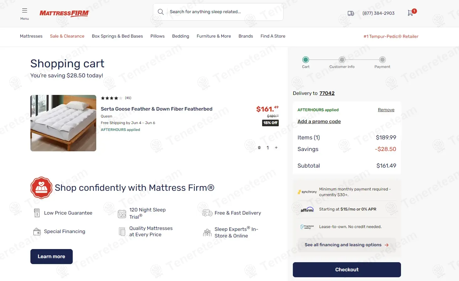 Mattress Firm coupon code: 15% off with AFTERHOURS. Tested and valid as 1 year ago.