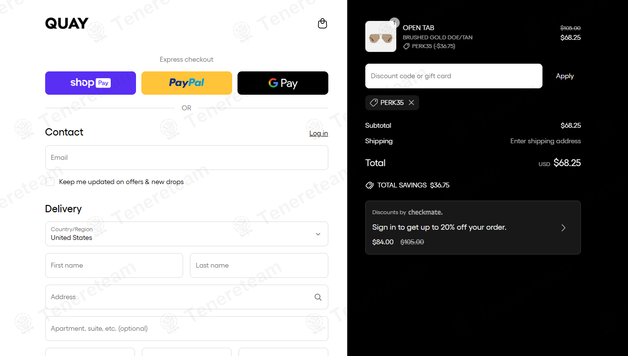 Quay apply coupon code