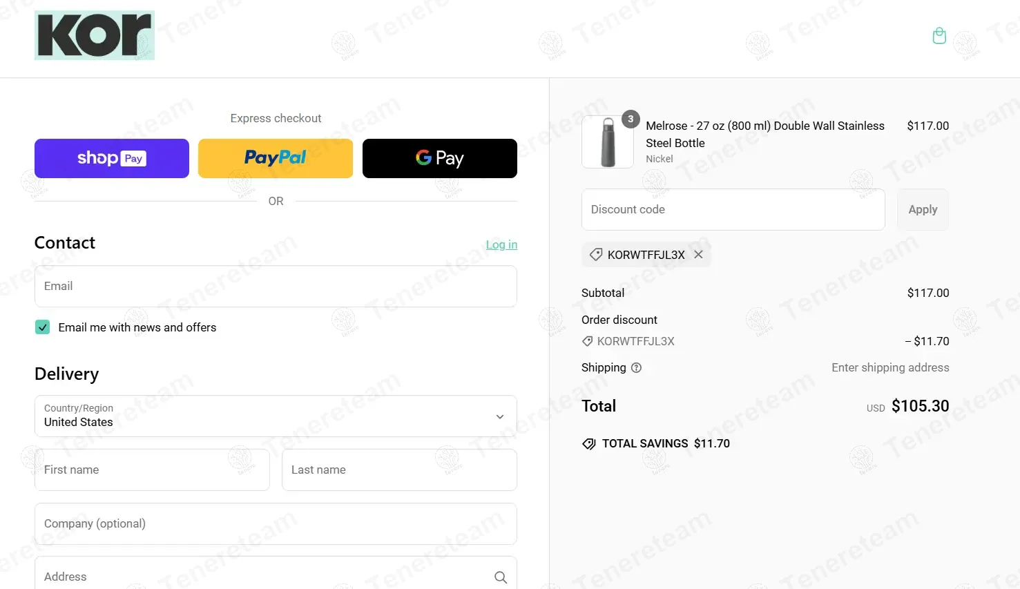 Kor Water coupon code: 10% off with KORWTFFJL3X. Tested and valid as 1 year ago.