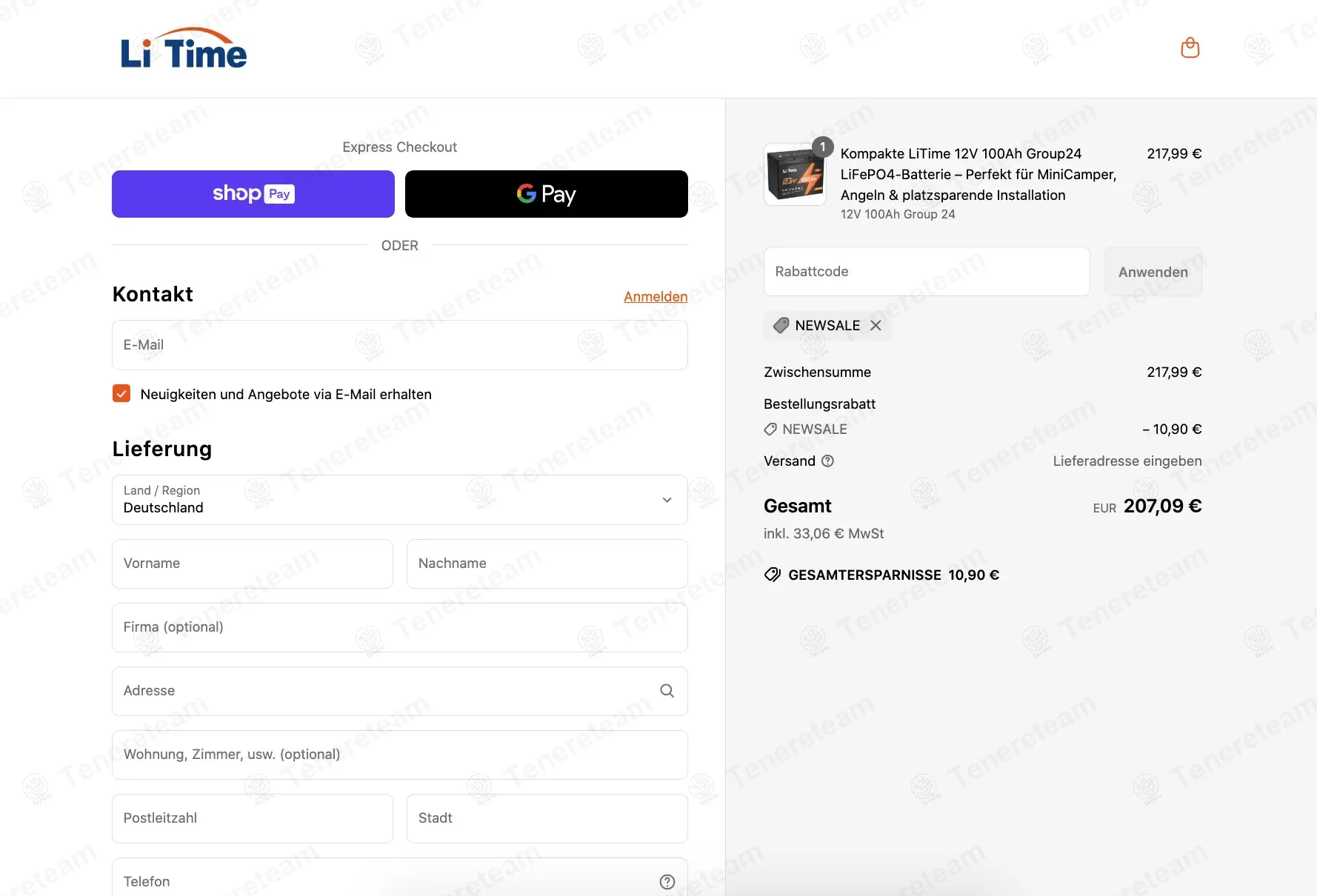 LiTime DE apply coupon code