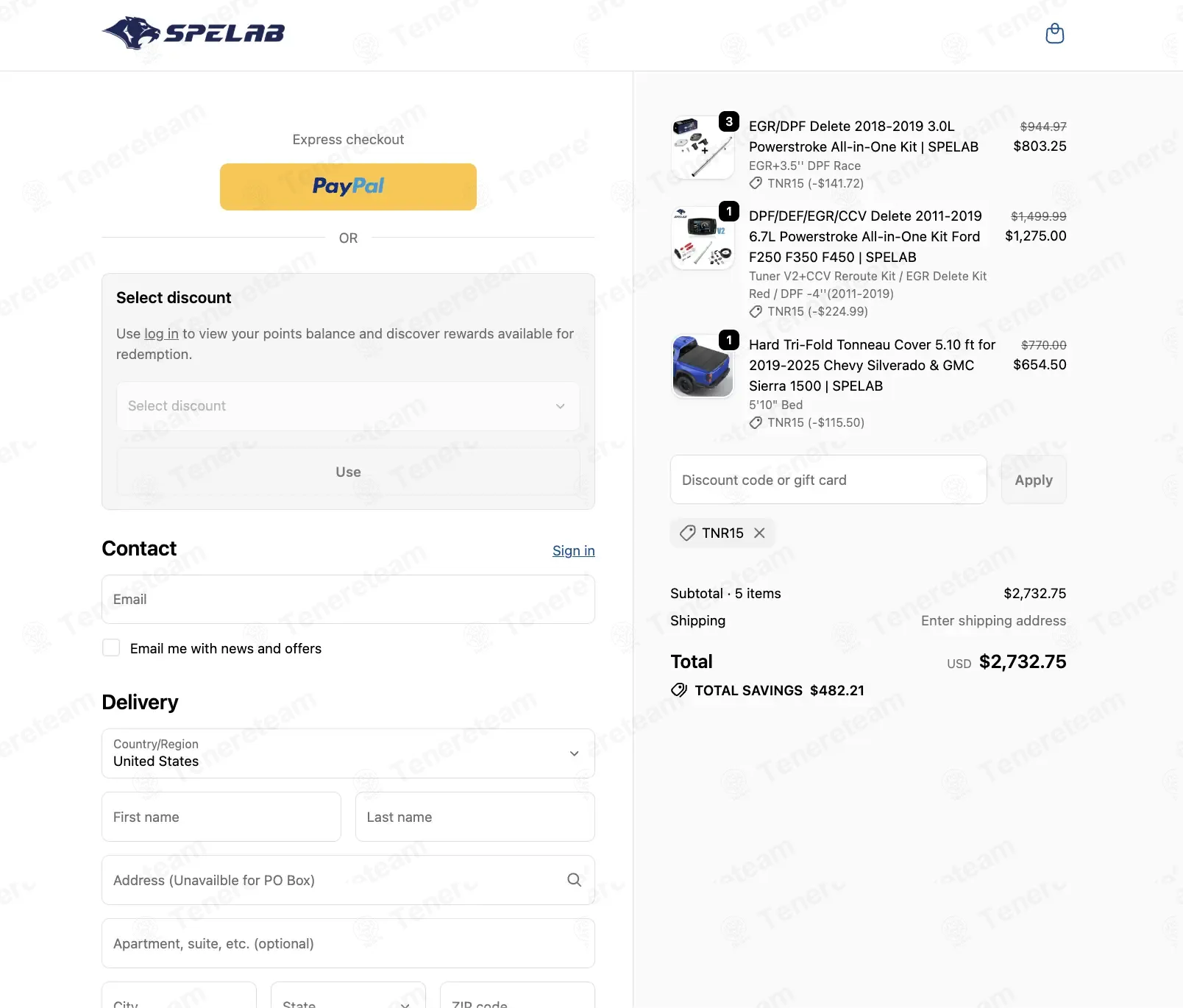 SPELAB Auto Parts coupon code: 15% off with TNR15. Tested and valid as 1 week ago.