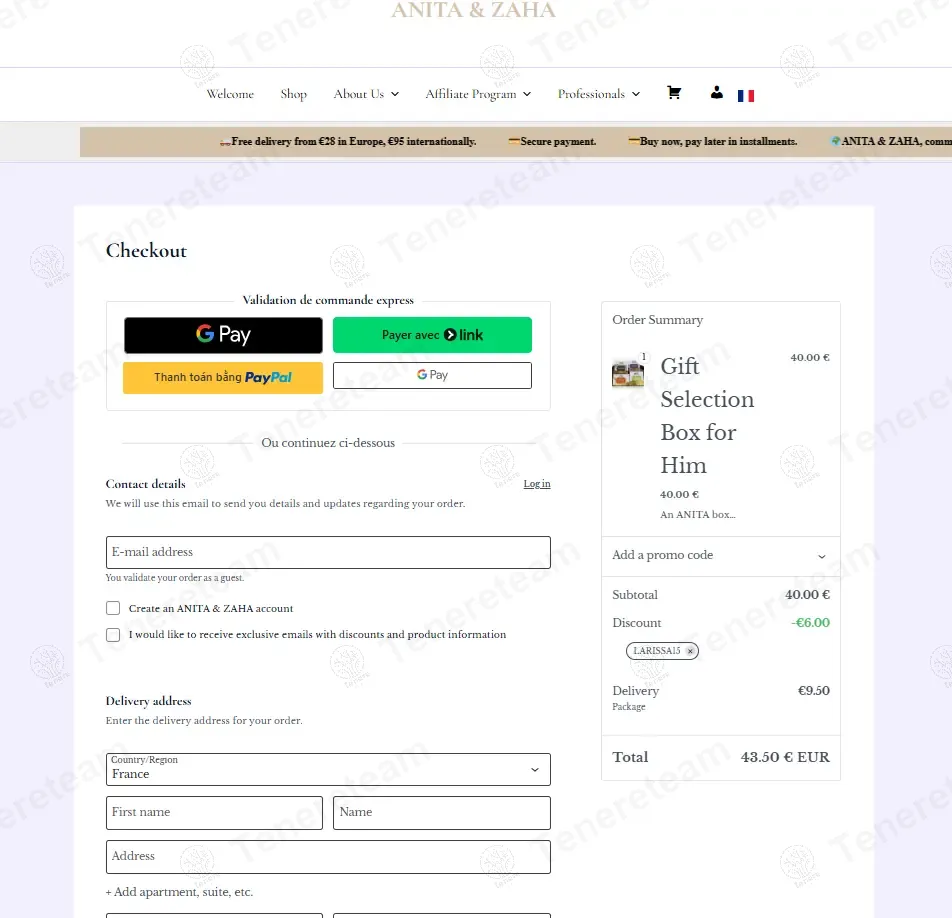 ANITA & ZAHA coupon code: 15% off with LARISSA15. Tested and valid as 1 year ago.