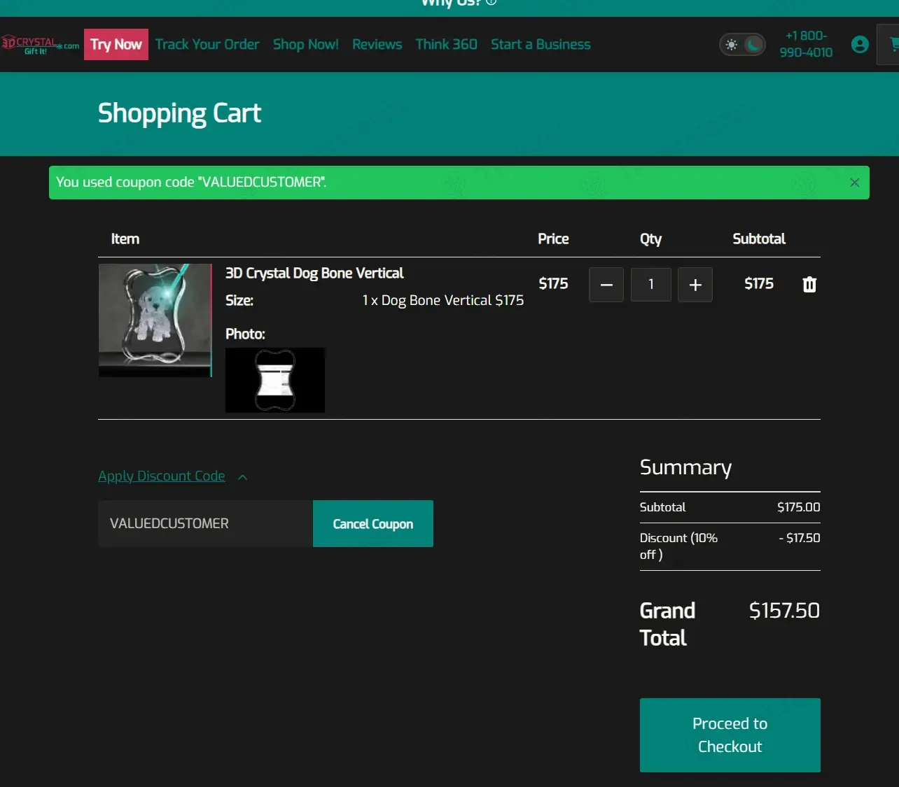 3D Crystal coupon code: 10% off with VALUEDCUSTOMER. Tested and valid as 9 months ago.