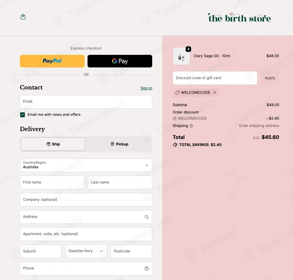 The Birth Store coupon code: 5% off with WELCOMECODE. Tested and valid as 4 months ago.