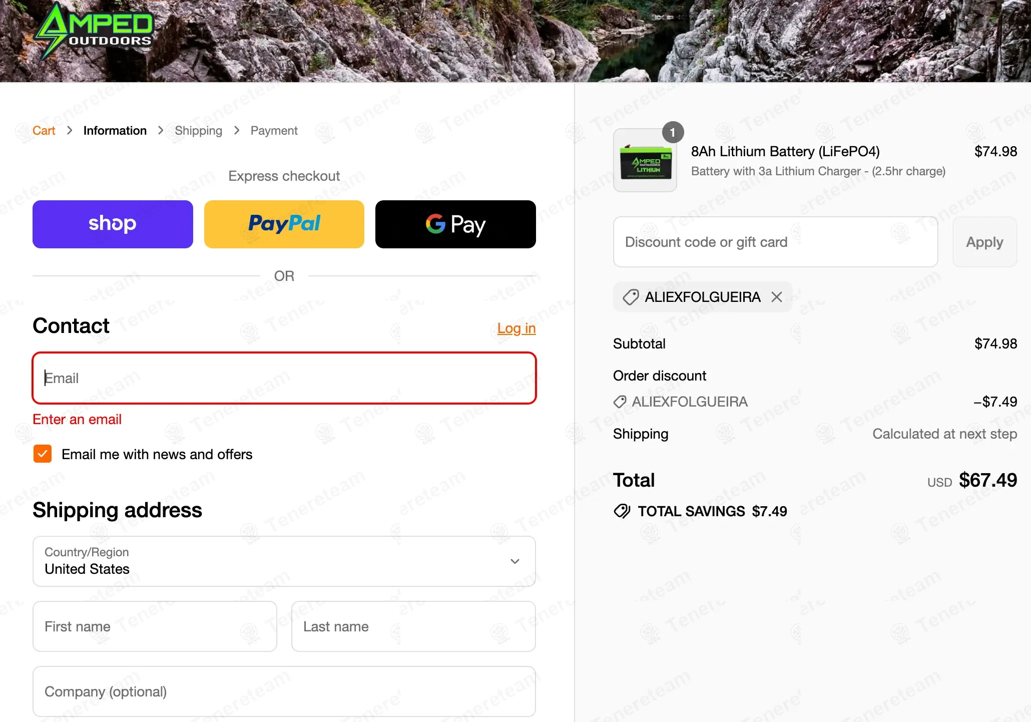 Amped Outdoors coupon code: 10% off with ALIEXFOLGUEIRA. Tested and valid as 9 months ago.