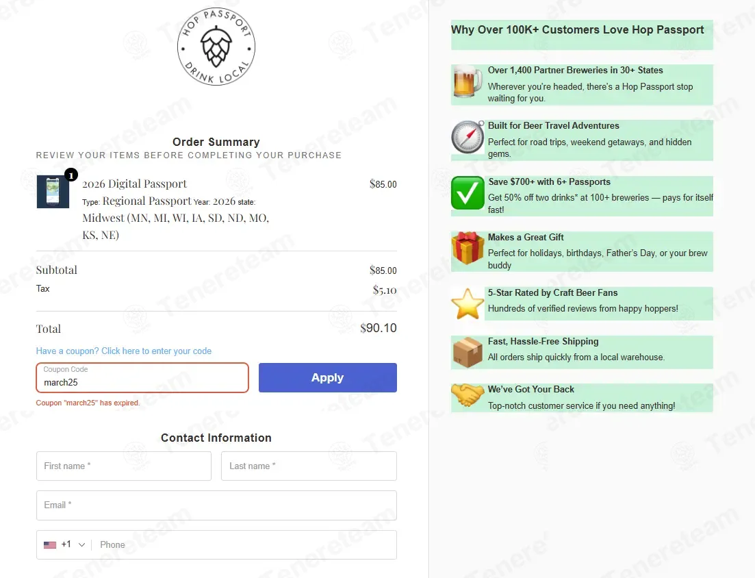 Hop Passport coupon code: $5 off with march25. Tested and valid as 2 months ago.
