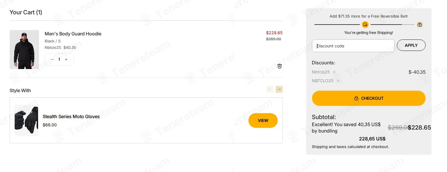NBT Clothing coupon code: 15% off with NBTCLO25. Tested and valid as 1 week ago.
