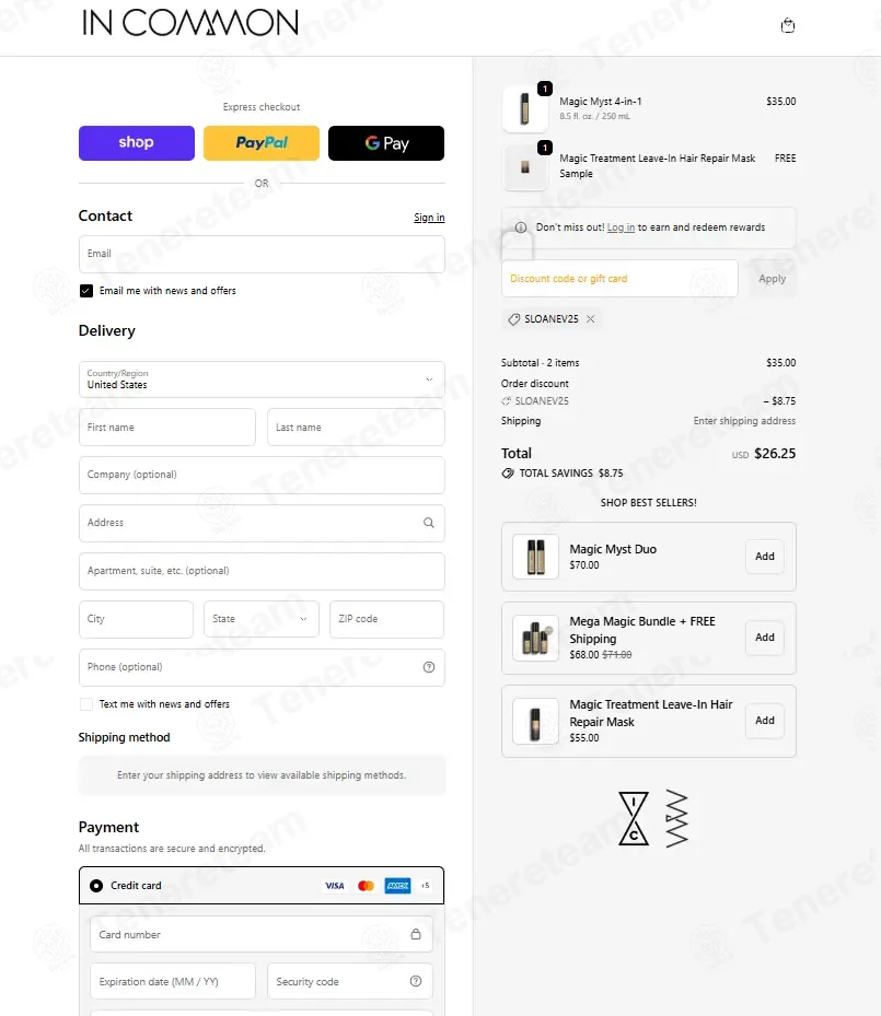 In Common Beauty coupon code: 25% off with SLOANEV25. Tested and valid as 6 days ago.