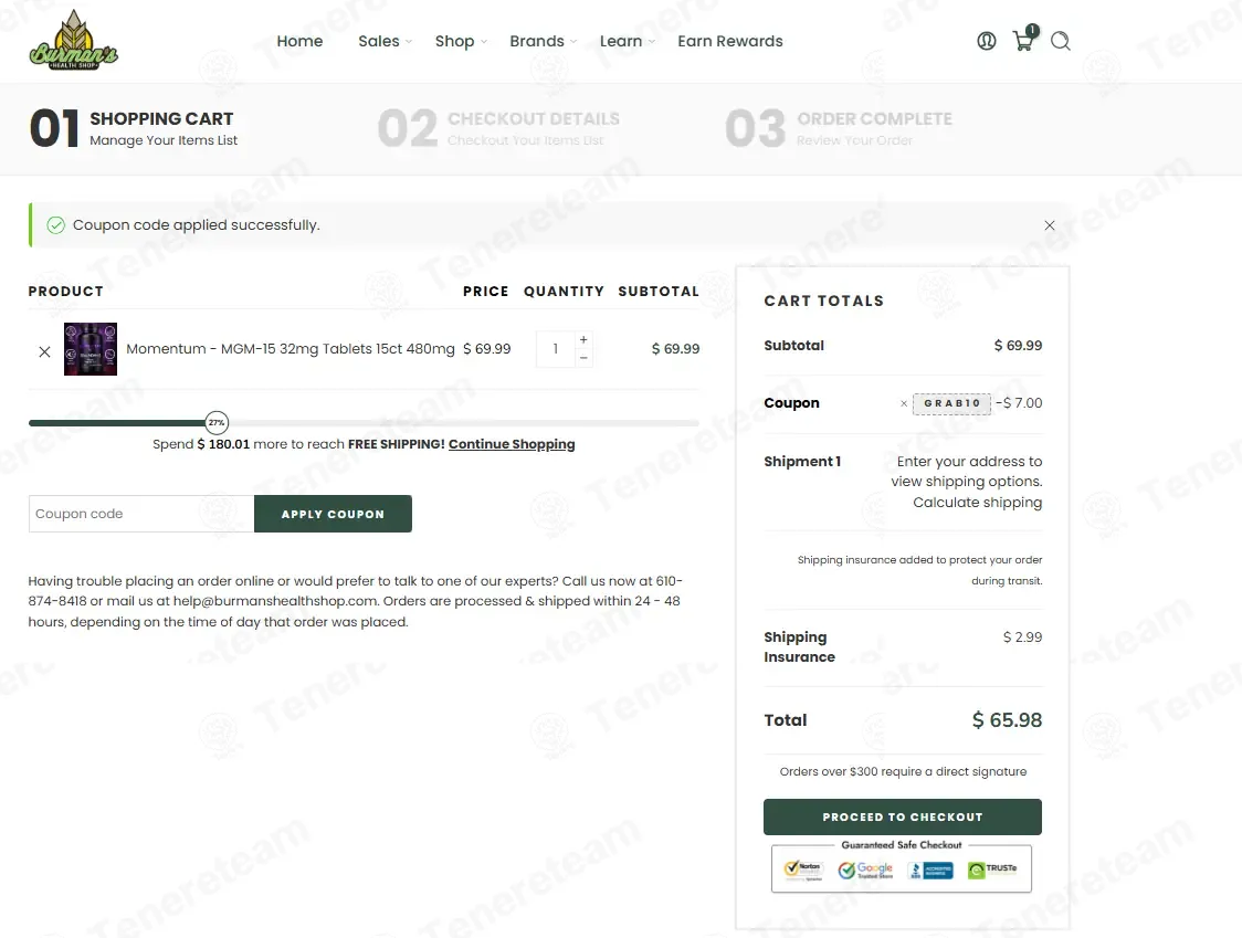 Burman's Health Shop coupon code: 10% off with GRAB10. Tested and valid as 5 months ago.