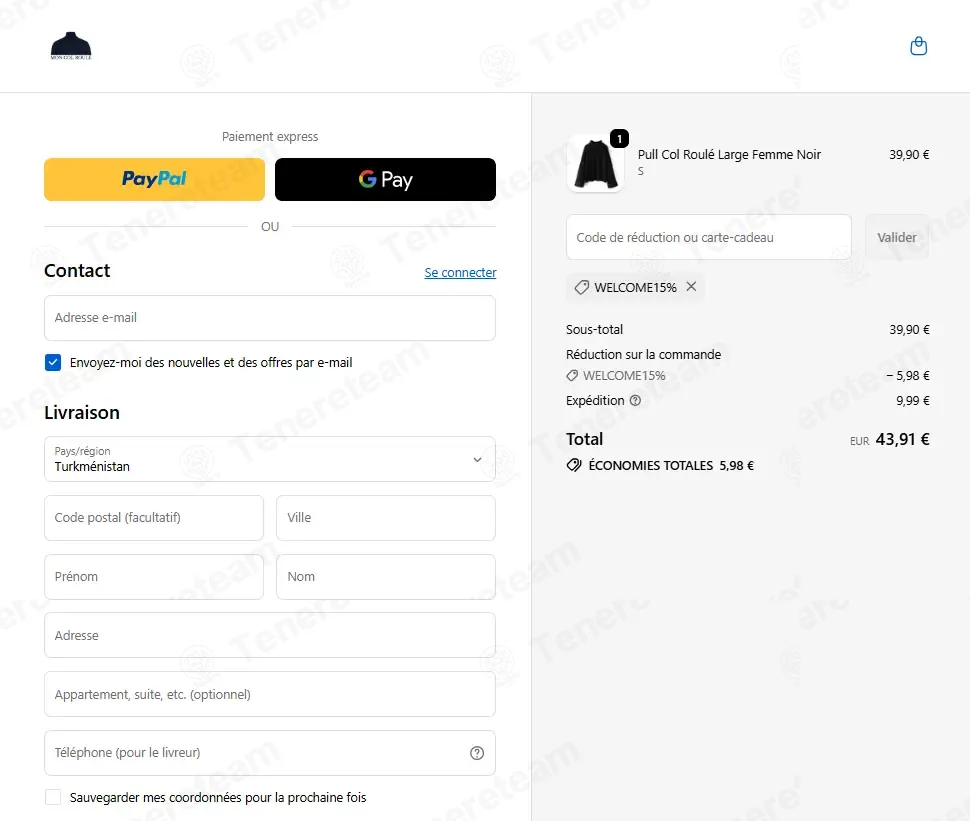 Mon Col Roule apply coupon code