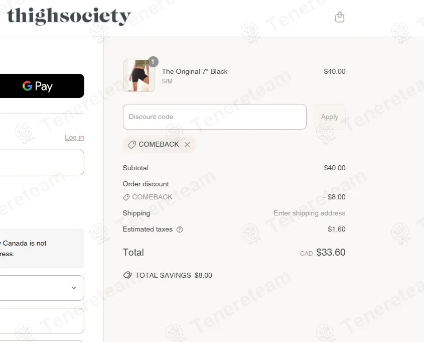 Thigh Society Canada apply coupon code