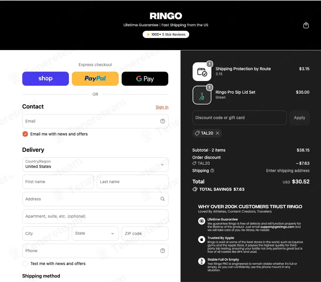 Ringo coupon code: 20% off with TAL20. Tested and valid as 1 week ago.